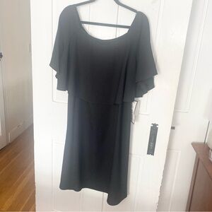 Macy's Black Bow Detail Cape Dress size 16 NWT